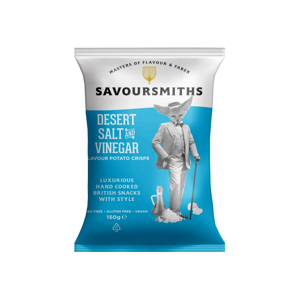 SAVOURSMITHS Desert Salt & Vinegar Potato Crisps 150g (Pack of 12)