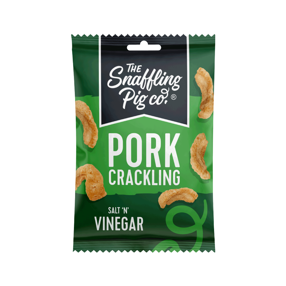 SNAFFLING PIG Pork Crackling - Salt 'n' Vinegar 40g (Pack of 12)
