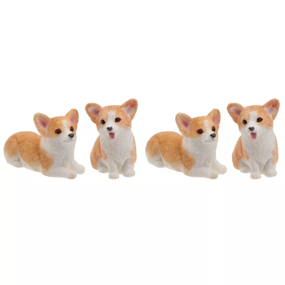 4 Pcs Dog Cake Decoration Corgi Figures Toys Resin Ornaments