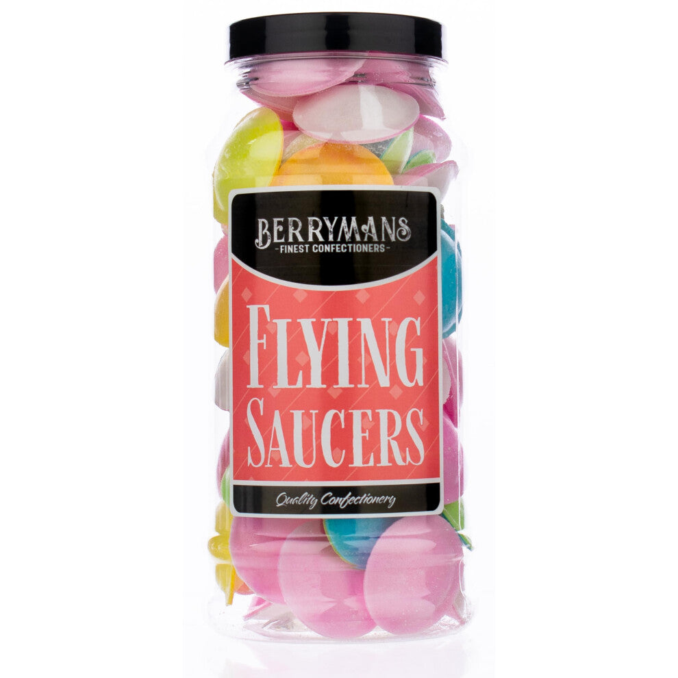 Original Flying Saucer Sweets Flying Saucers Retro Sweets Gift Jar By Berrymans Sweet Shop - Classic Sweets, Traditional Taste.