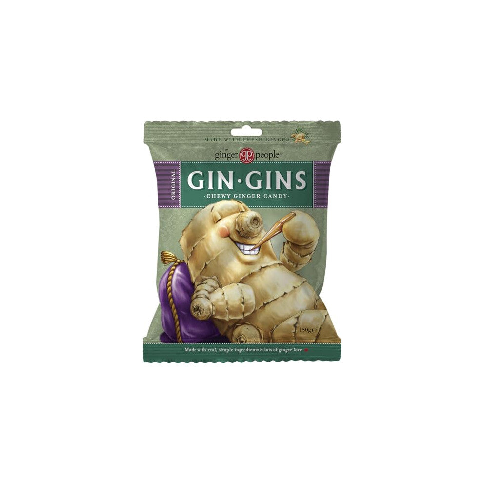 The Ginger People Gin Gin Original Chewy Candy Bag 150 g, Pack of 1