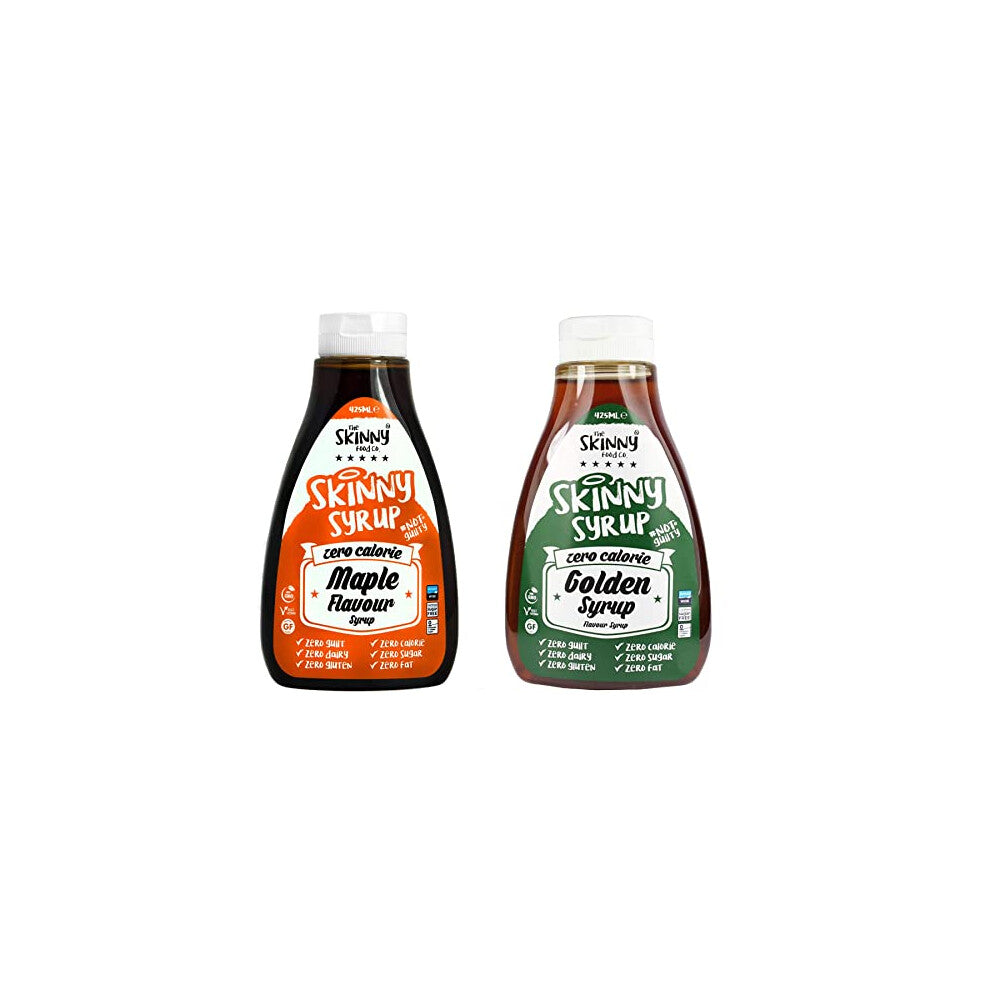 Syrup Twin Pack SW Maple Syrup - Golden Syrup Dessert Topping Sugar Free Zero Calories Guilt Free Sauce