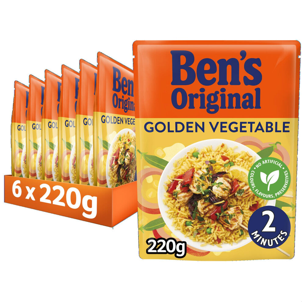Golden Vegetable Microwave Rice, Bulk Multipack 6 x 220g pouches