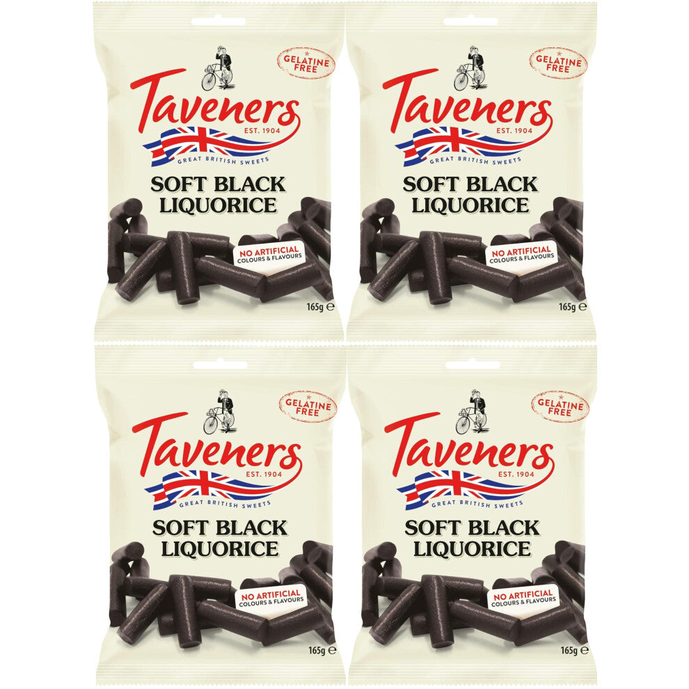 Soft Eating Black Liquorice Sweets Bag (165g per pack) Pack of 4