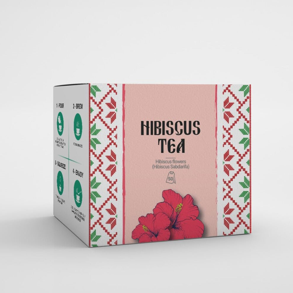 Hibiscus Tea by Amelia Rose | 50 Tea Bags | 100% Natural Hibiscus Flowers | Caffeine Free