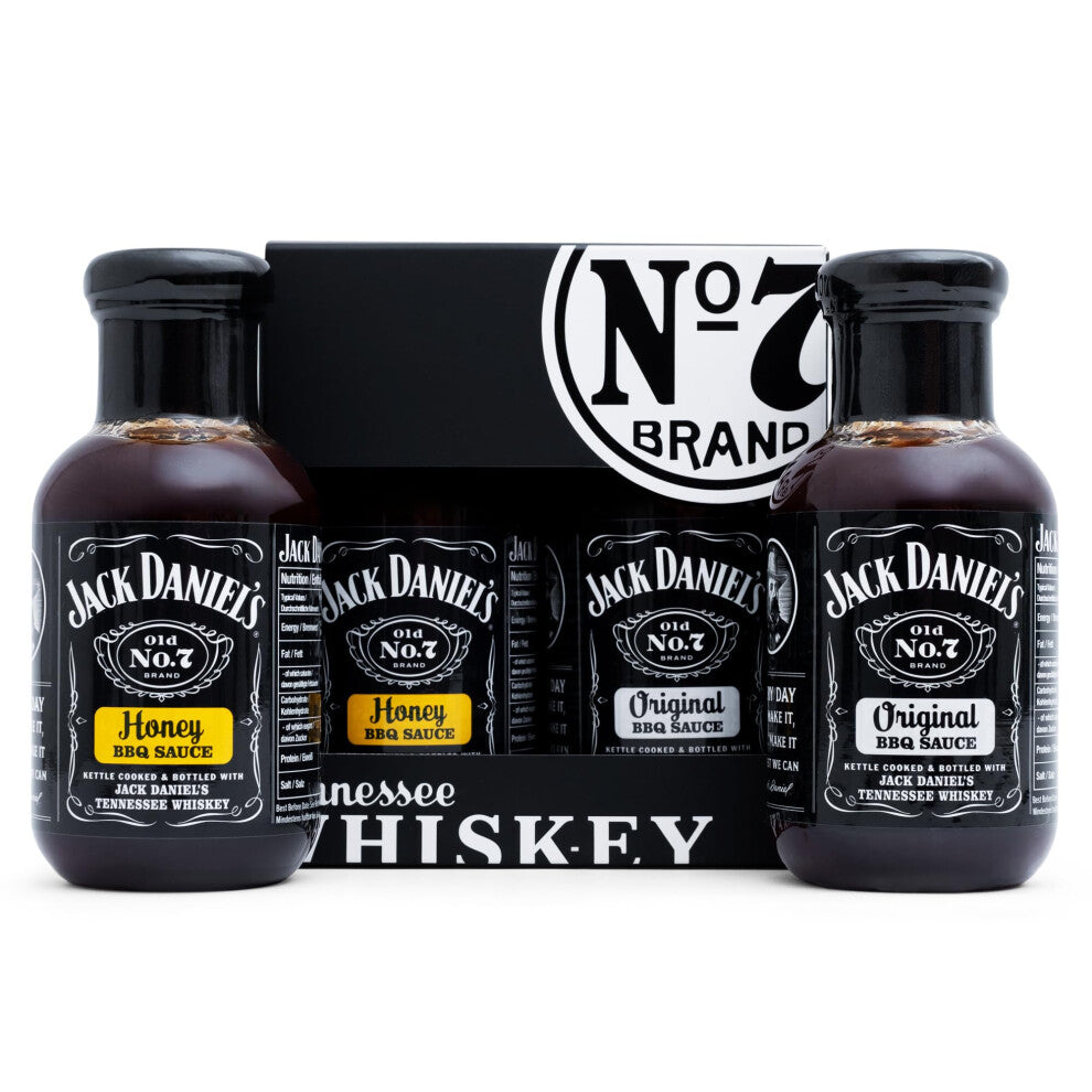 Jack Daniels BBQ Sauce Gift Set, 1x Honey, 1x Original BBQ Sauce Tennessee Whiskey Jack Daniels Gifts for Men - Barbecue Sauce Food Gifts for