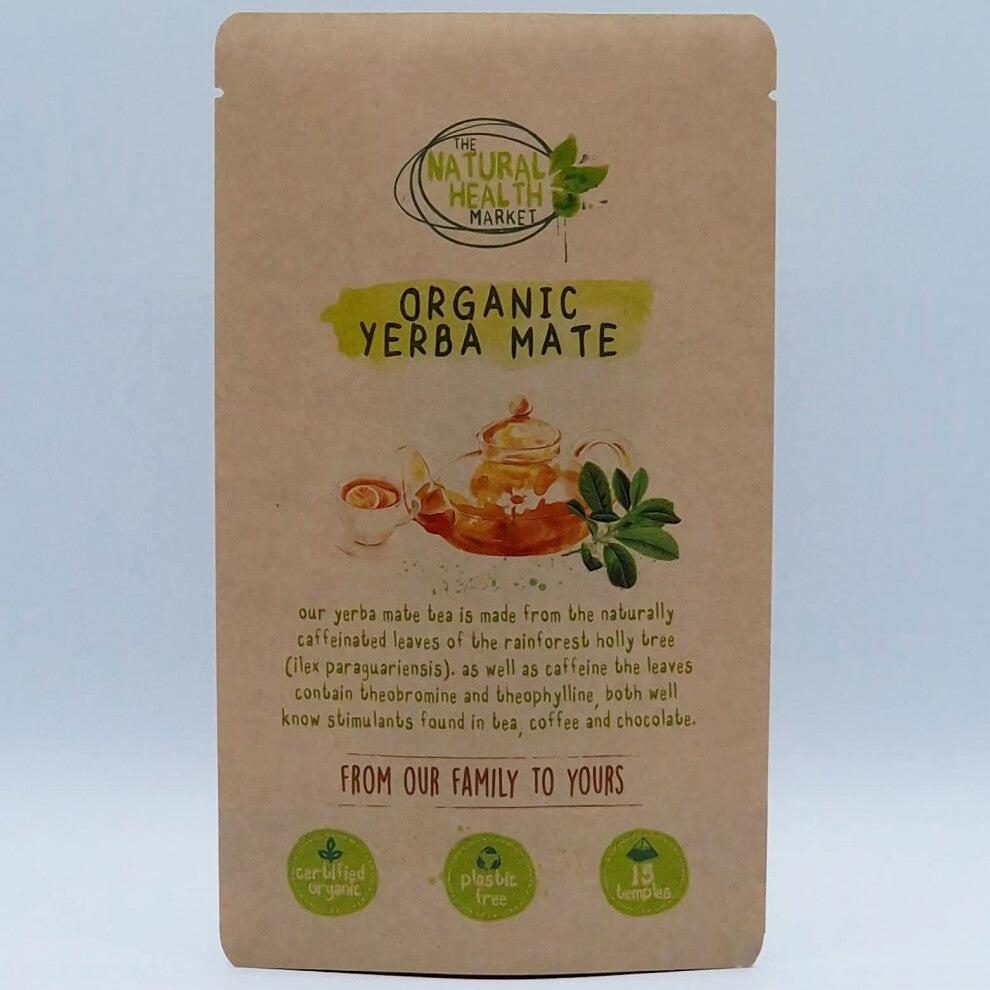 Organic Yerba Mate Tea Bags by The Natural Health Market | Plastic Free Product | A Powerful Stimulant Containing Natural Vitamins & Minerals (50 Bags