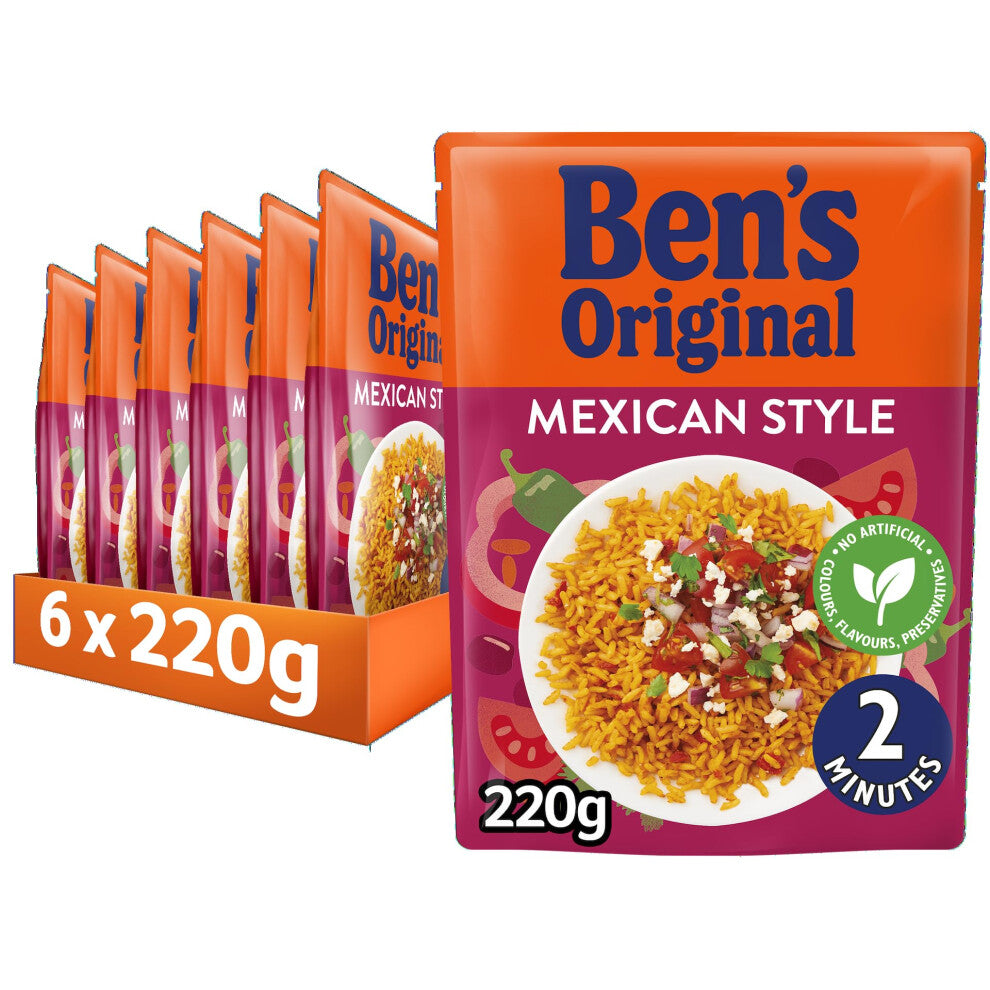 Mexican Style Microwave Rice, Bulk Multipack 6 x 220g pouches