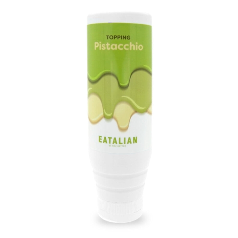 EATALIAN by AMZ BETTER Topping with Pistachios Flavour, Sweet Protein Cream, in a 300 gr Squeezer, Made in Italy, Ideal Pistachio Sauce to Garnish Ice
