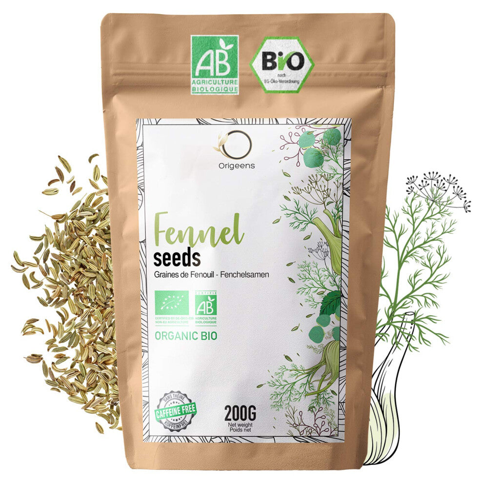 ORGANIC FENNEL TEA 200g | Herbal tea with fennel seeds as a breastfeeding tea, lactation tea and digestive tea | Loose Organic Fennel seeds for herbal