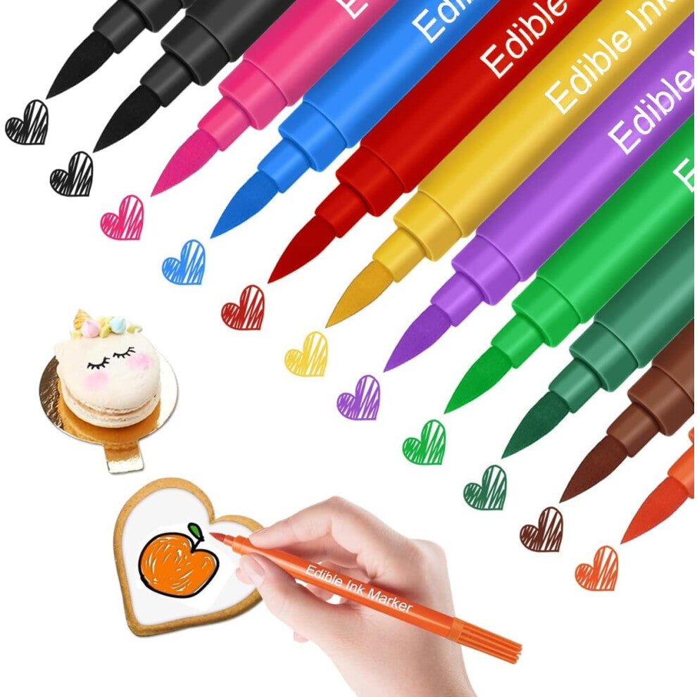 Food Coloring Markers, 11pcs Double Sided Food Coloring Pens with Fine & Thick Tip, Edible Gourmet Writer Food Grade Decorator Pen for Cookies, Cakes,