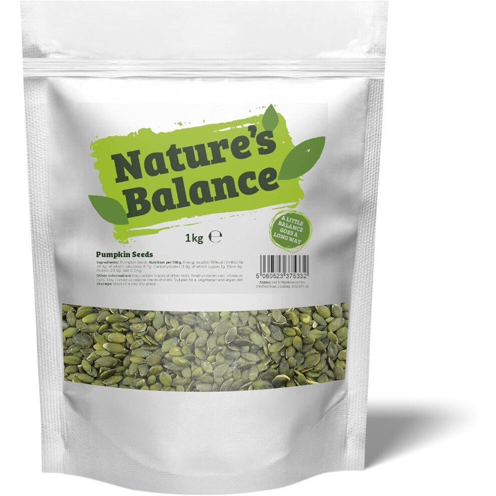 Natures Balance Pumpkin Seeds 1kg | Whole Raw Pumpkin Seeds to Eat | High Fibre | High Protein…