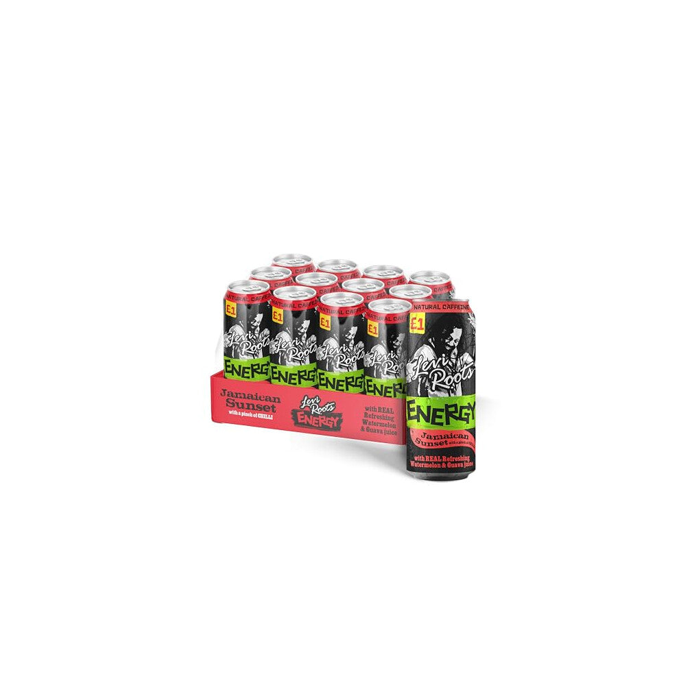 Jamaican Sunset Carbonated Watermelon and Guava Flavoured Energy Drinks 500ml (case of 12)