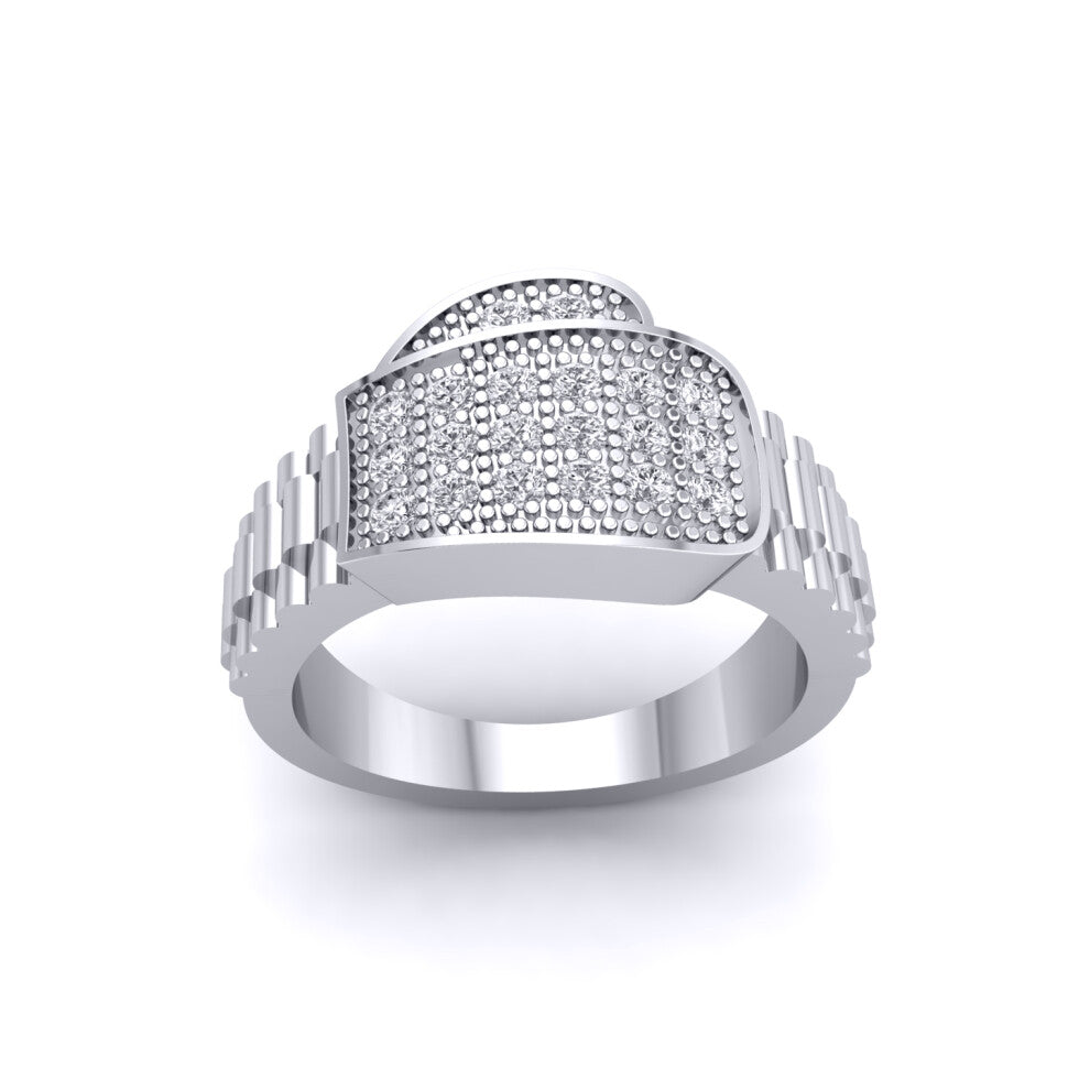 (Z) Jewelco London Mens Platinum Plated Sterling Silver CZ Boxing Glove Ring Ring - GVR932