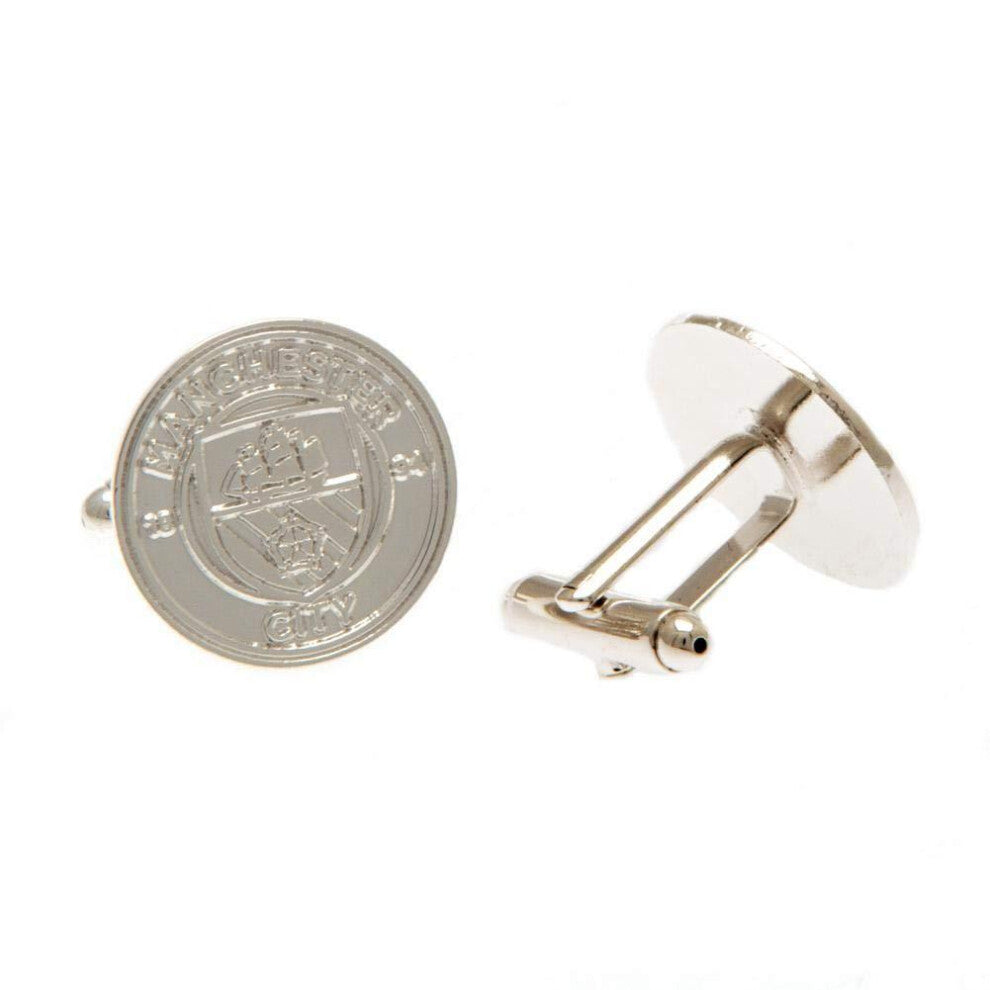 Manchester City FC Crest Silver Plated Boxed Cufflinks