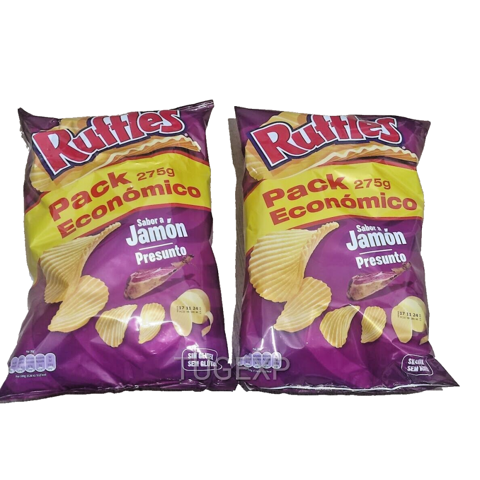 Ruffles Chips Ham BIG SIZE 2 x 275g Corrugated and Crisp Jamon Potato