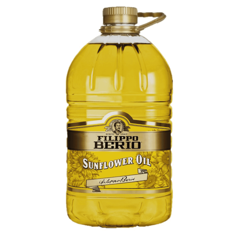 Filippo Berio Sunflower Oil 5L – Cold-Pressed, High Smoke Point, Vitamin E Rich, Delicate Taste for Frying, Baking & Dressings