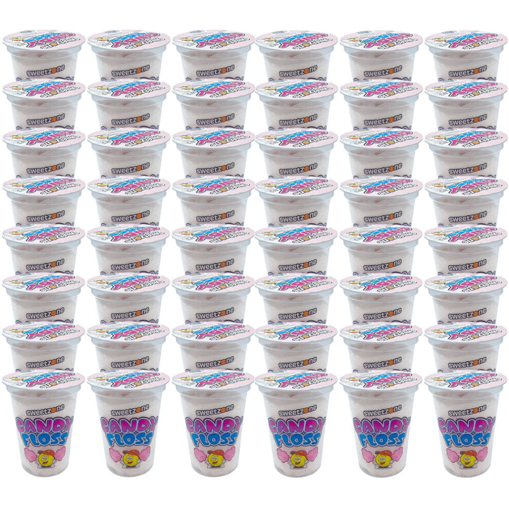 (Candy Floss 20g - Pack of 48) CANDY FLOSS TUB 20G TUB, 50G BUCKET VEGAN PACK SWEETS KIDS PARTY WEDDING HMC CERTIFIED HALAL