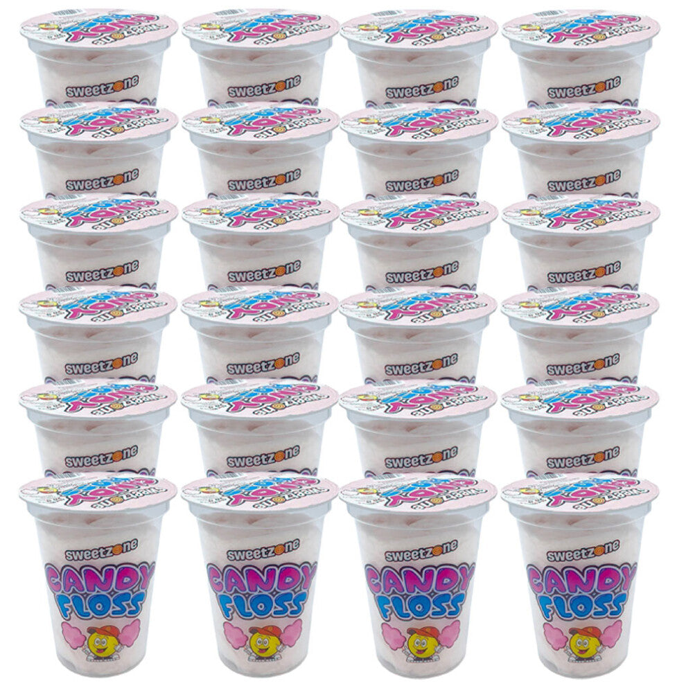 (Candy Floss 50g - Pack of 24) CANDY FLOSS TUB 20G TUB, 50G BUCKET VEGAN PACK SWEETS KIDS PARTY WEDDING HMC CERTIFIED HALAL
