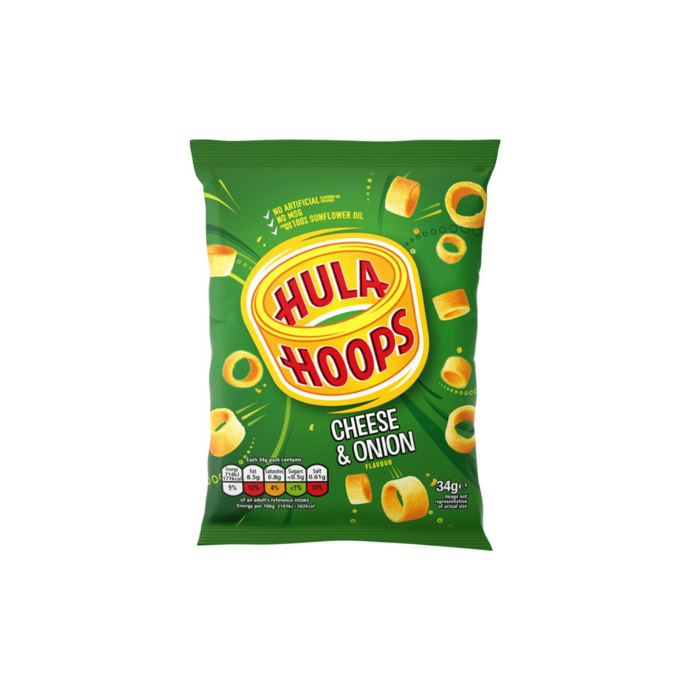 HULA HOOPS Cheese & Onion 32 PACKS X 34g