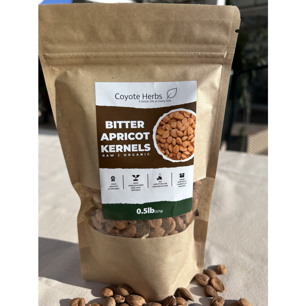 Raw Organic Bitter Apricot Kernels - 0.227 kg (8 oz) - 100% Natural Seeds for Cosmetic Use (Face Scrub & Exfoliation)