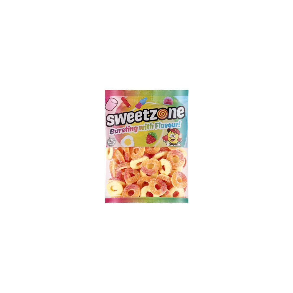 (Peach Rings 1KG Bag - 1F039) Halal Sweets Bubblegum Balls, Peach Rings, Fizzy Mix 12x1kg Bag Halal HMC Sweets