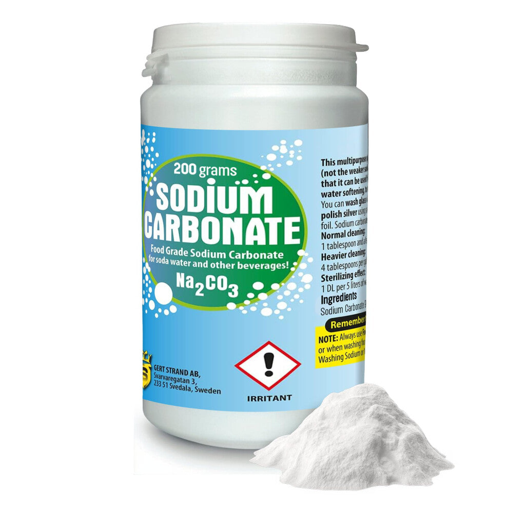 Sodium Carbonate 200g - Premium Food Grade - Na2CO3 - For Homemade Soda Water, Cooking, Baking & Cleaning