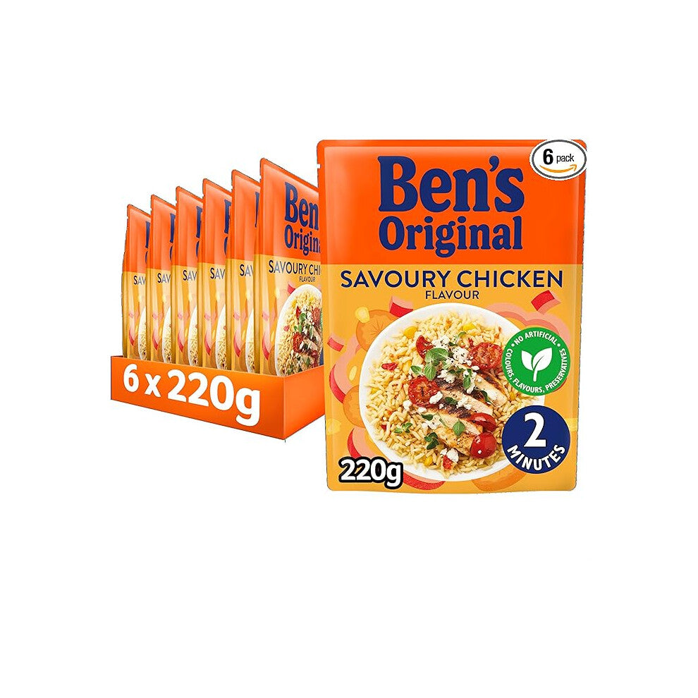 BEN'S ORIGINAL Savoury Chicken Microwave Rice, Bulk Multipack 6 x 220g pouches