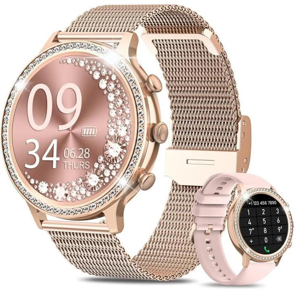 Chronus CHRONUS AI Voice Smartwatch - 1.32" Touch Screen, Heart Rate, Pedometer, Rose Gold