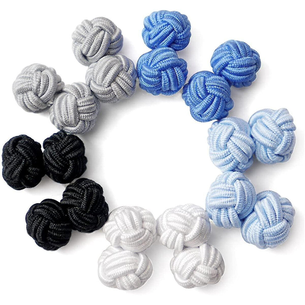 5 Pairs Mens And Womens Silk Fabric Knot, Silk Knots Cufflinks Set, Wedding, Business Gift, Reusable