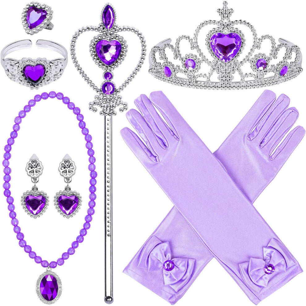 9 Pieces Purple Princess Jewellery Toys Girl Toys Princess Accessories