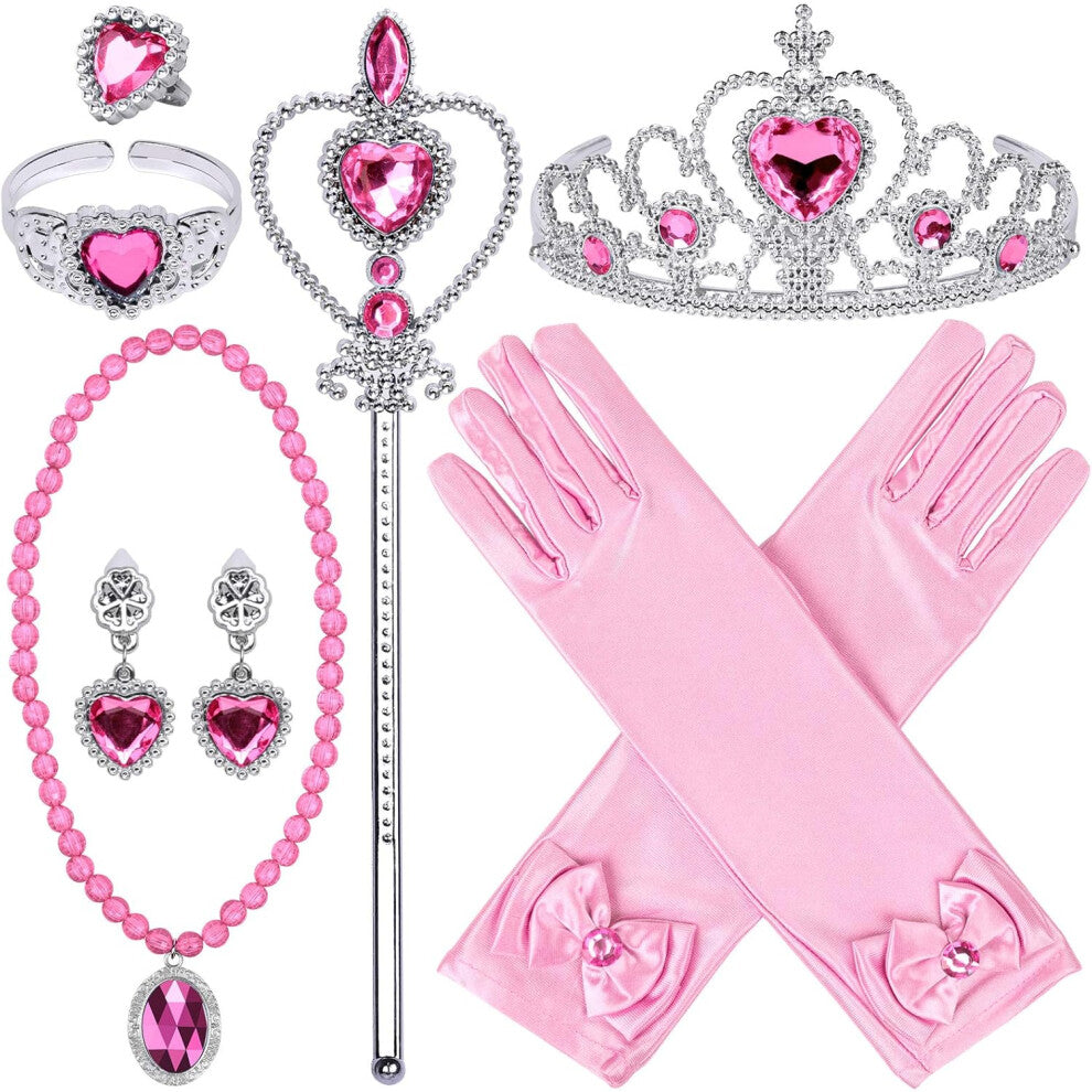 9 Pieces Pink Princess Jewellery Toys Girls Toys Princess Accessories, Party Favours Children'S Party Supplies
