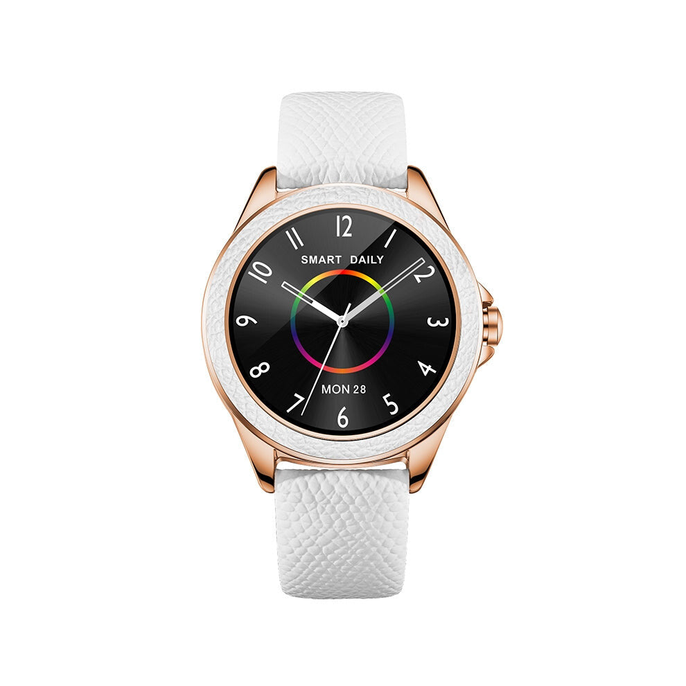 M6009 Glitter Leather Strap Fashion Smart Watch for Women, Support Heart Rate Monitoring & Pedometer & Sleep Monitoring & Calories(Silver)