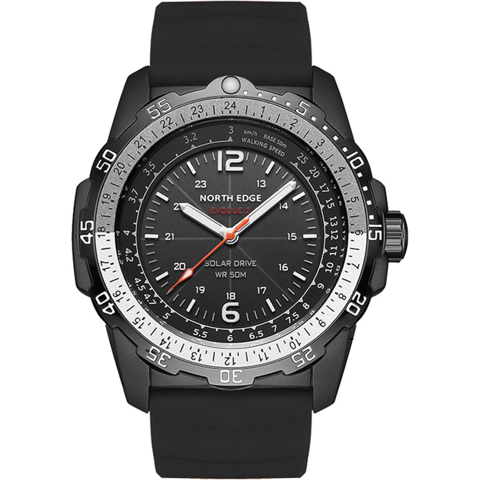 Chronus Solar Powered Watches for Men 5ATM Waterproof Diving LED Men's Wristwatch for Marathon Survival Swimming Military Tactical Field Watch(Black)