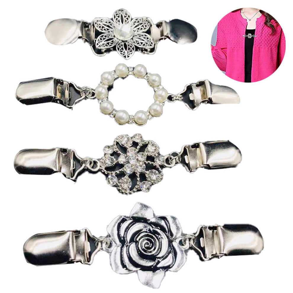 4 Pieces Vintage Shirt Dress Cardigan Clip, Waist Clip for Women, Sweater Shawl Brooch Jacket Clip for Clothing