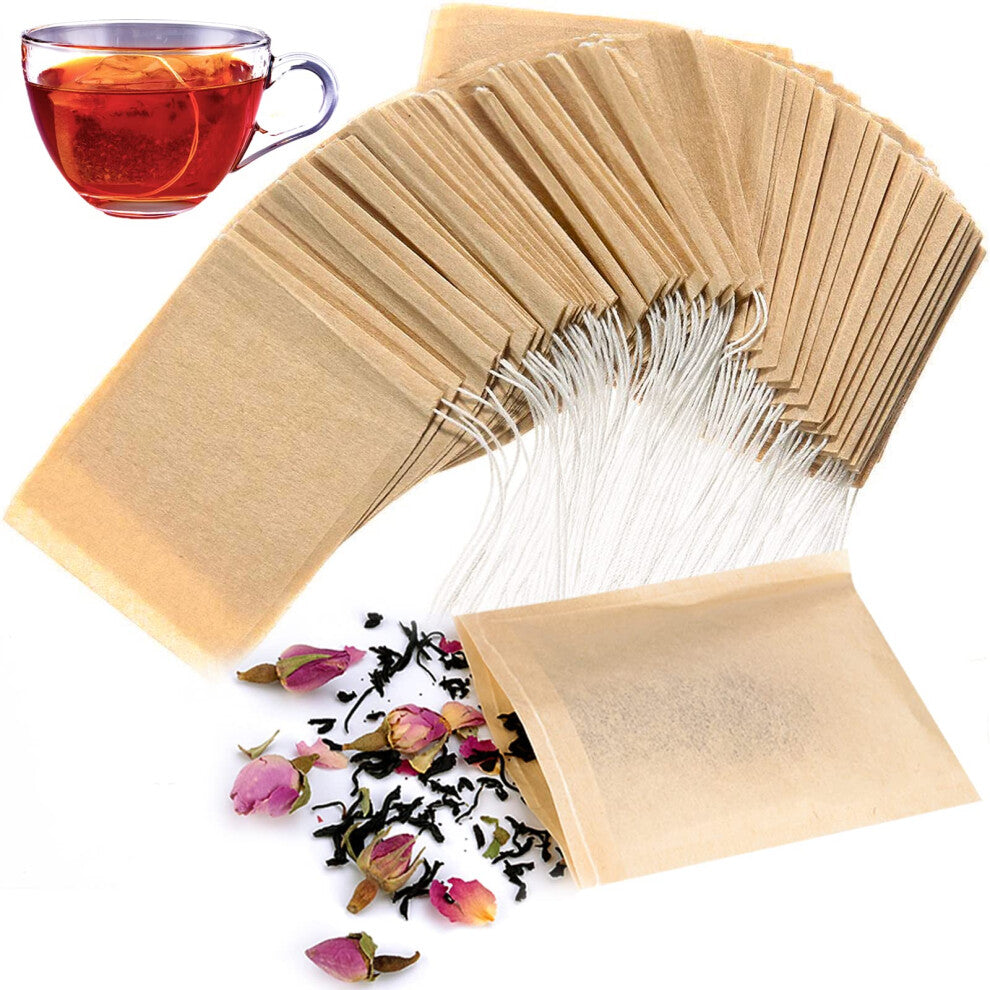 Angooni 300PCS Disposable Tea Filter Bags with Drawstring | 100% Natural & Safe Loose Leaf Tea Empty Tea Bags  1-Cup Capacity
