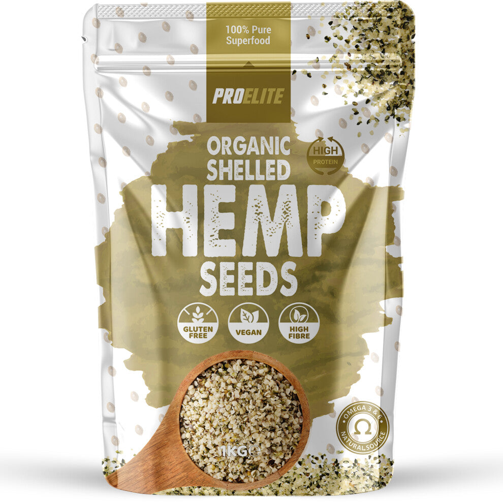 (1Kg) Organic Shelled Hemp Seeds Gluten Free Vegan