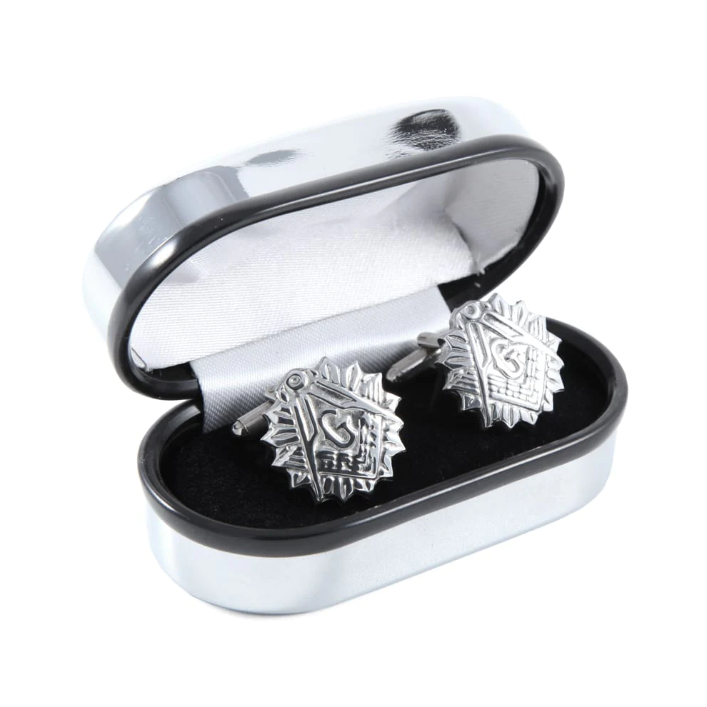 Scotish Pewtermill Chrome Round Masonic Cufflinks