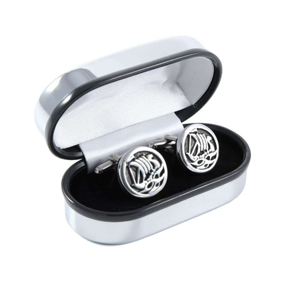 Scottish Pewter Viking Long Ship T-Bar Cufflinks