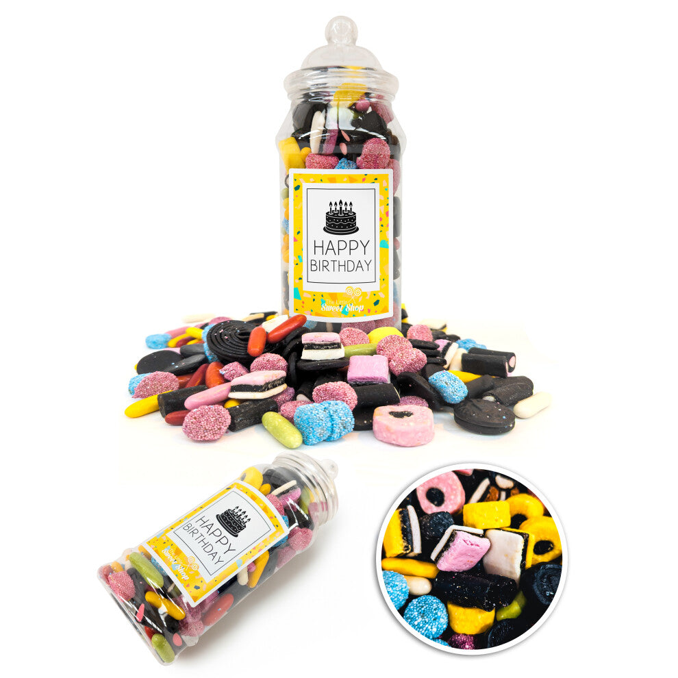 (Liquorice, Happy Birthday) The Little Sweet Shop Gift Message Jar