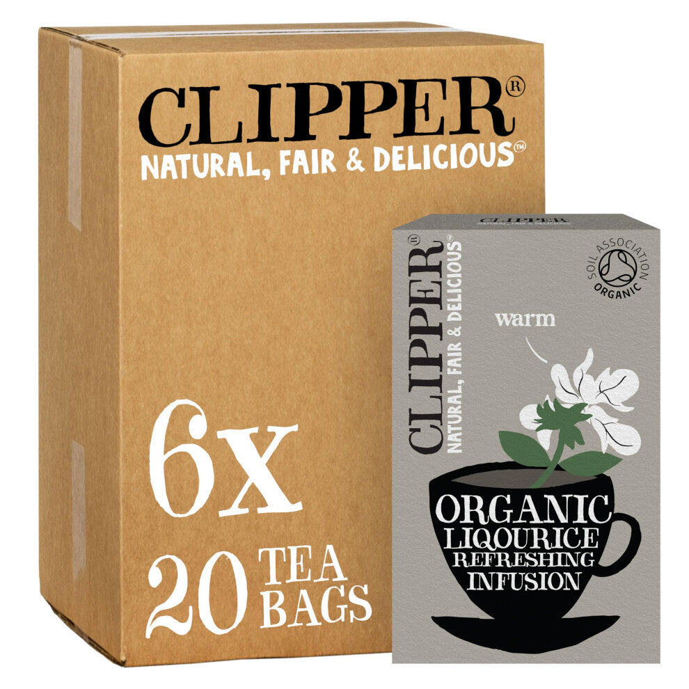 Organic Liquorice Tea Bags | 120 Infusion Liquorice Root Teabag Sachets (6 x Boxes of 20) | Bulk Buy for Home & Catering | Caffeine-Free Herbal Tea