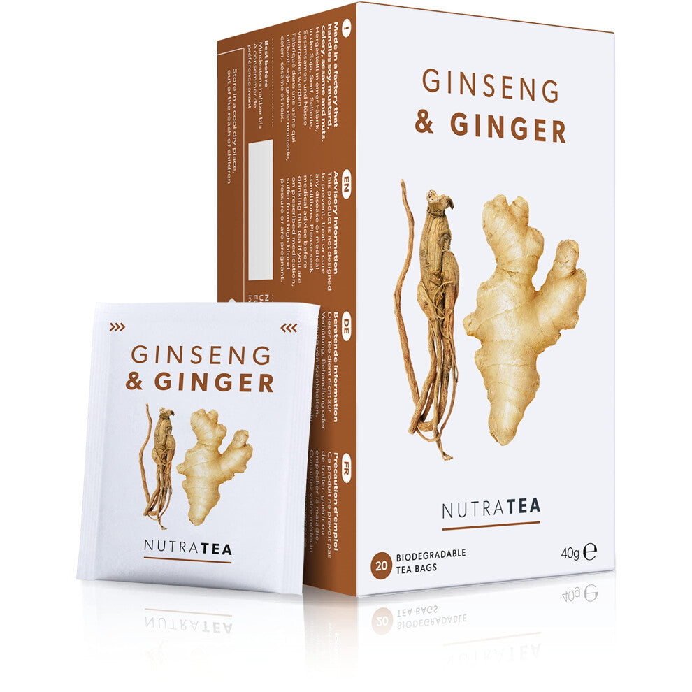 - Ginger & Ginseng Tea - 40 Tea Bags - Herbal Tea – (2 Pack)
