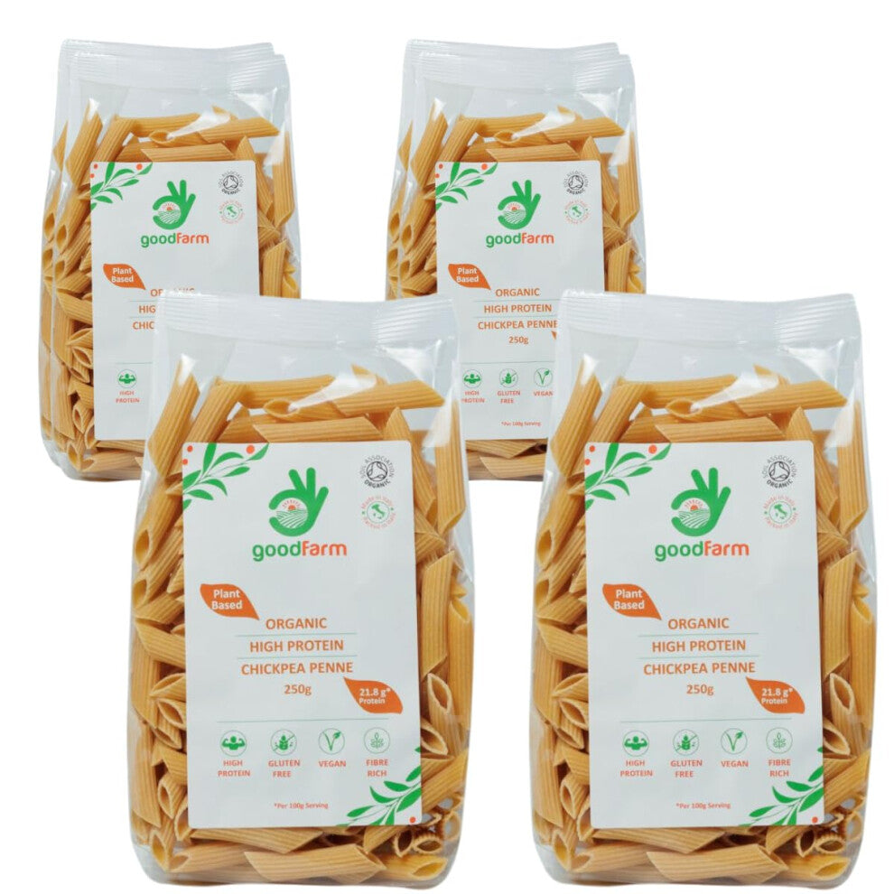 Organic Chickpea Penne Pasta 1 kg - High Protein & Fibre, Gluten-Free, Vegan, Low Calorie