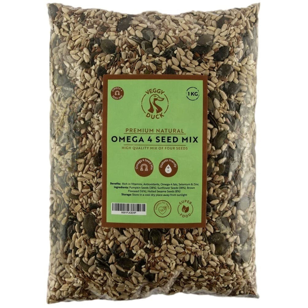 - Natural Omega 4 Seed Mix (1Kg) - Premium Quality | Four Seeds | Shelled | GMO Free