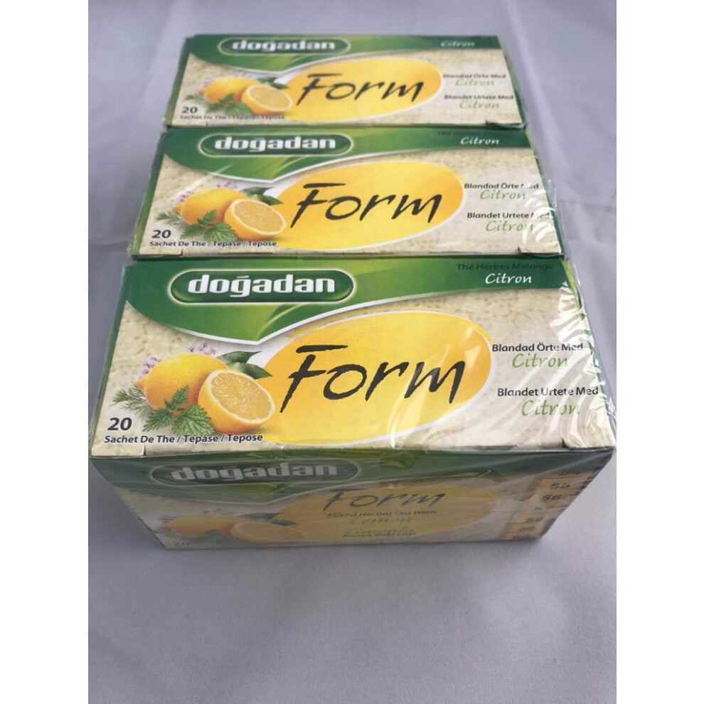 Premium Form Mixed Herbal Tea with Lemon 20 Tea Bags ( Pack of 3)