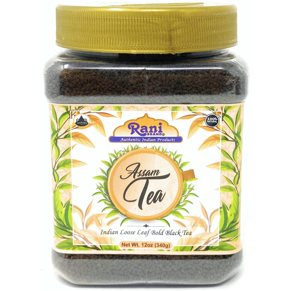 Rani Assam Tea (Indian Loose Leaf Bold Black Tea) 12oz (340g) PET Jar ~ All Natural | Vegan | Gluten Friendly | Salt & Sugar Free | Non-GMO | No