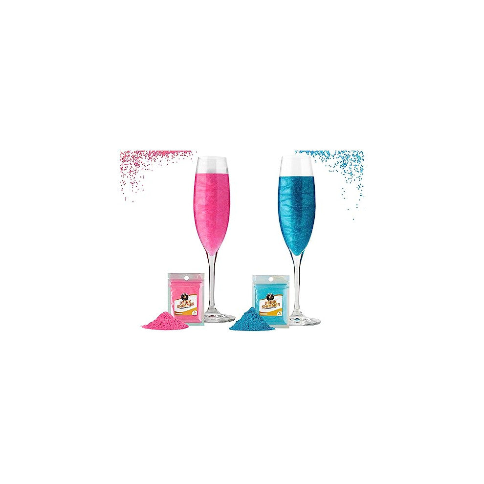 Twinkle my Drink Pink & Blue Deluxe Edible Glitter for Drinks, Cakes & Cocktails | Baby Shower Decorations | Gender Reveal Decoration | Party