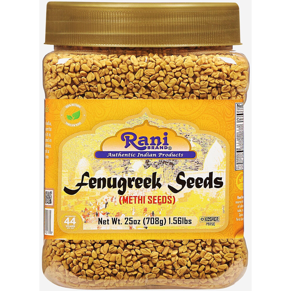 Rani Fenugreek (Methi) Seeds Whole 25oz (1.56lbs) 708g PET Jar, Trigonella foenum graecum ~ All Natural | Vegan | Gluten Friendly | Non-GMO | Kosher |