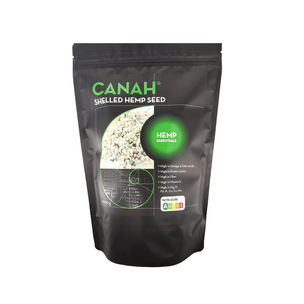 Canah Natural Hemp Seed Raw Shelled (Hulled) Hearts 1000 g – Vegan, High in Protein, Fiber, Omega 3 & Omega 6, Vitamins and Minerals, Certified