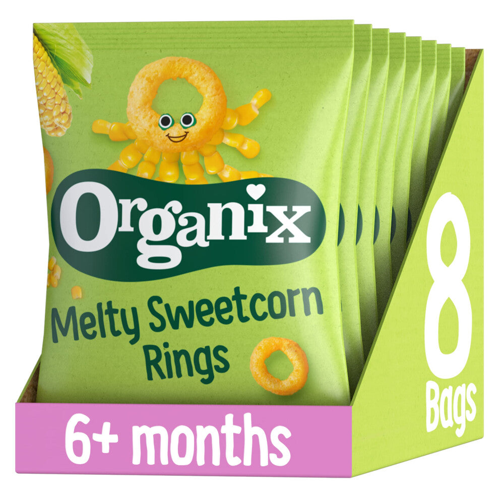 Melty Sweetcorn Rings, Organic Baby Snack, Finger Food, 6+ Months, 20 g (Pack of 8)